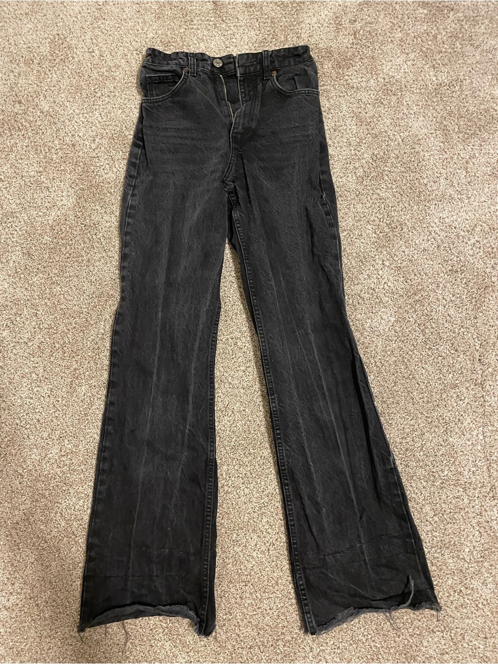 Zara Black Flared Wide-Leg Jeans